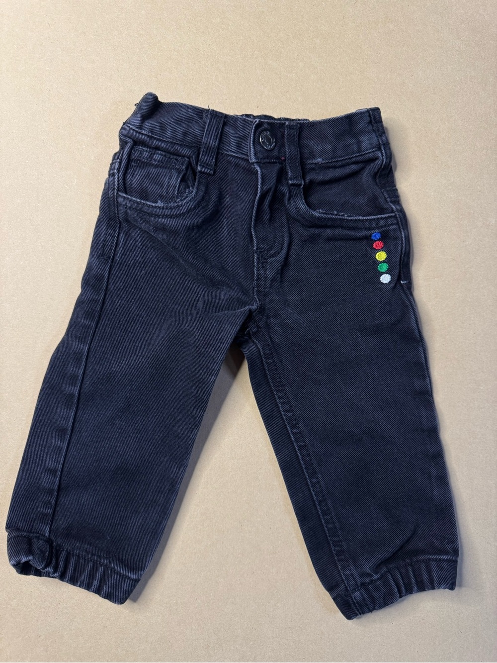 COOGI Black Kids Jeans with Colorful Dot Embroidery